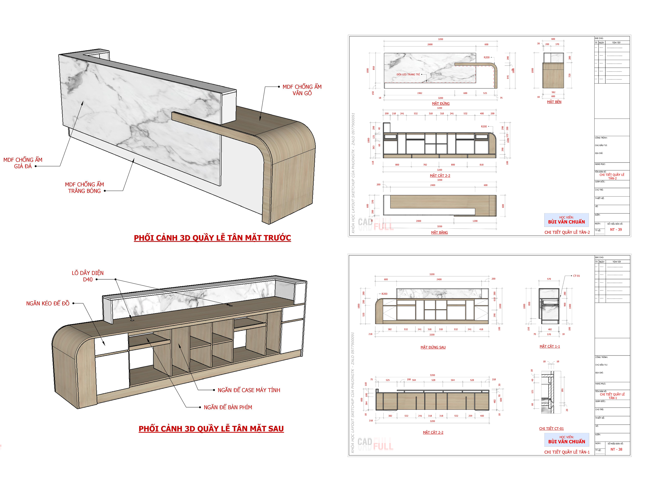 Quầy Lễ Tân Mẫu 1 - Layout Sketchup